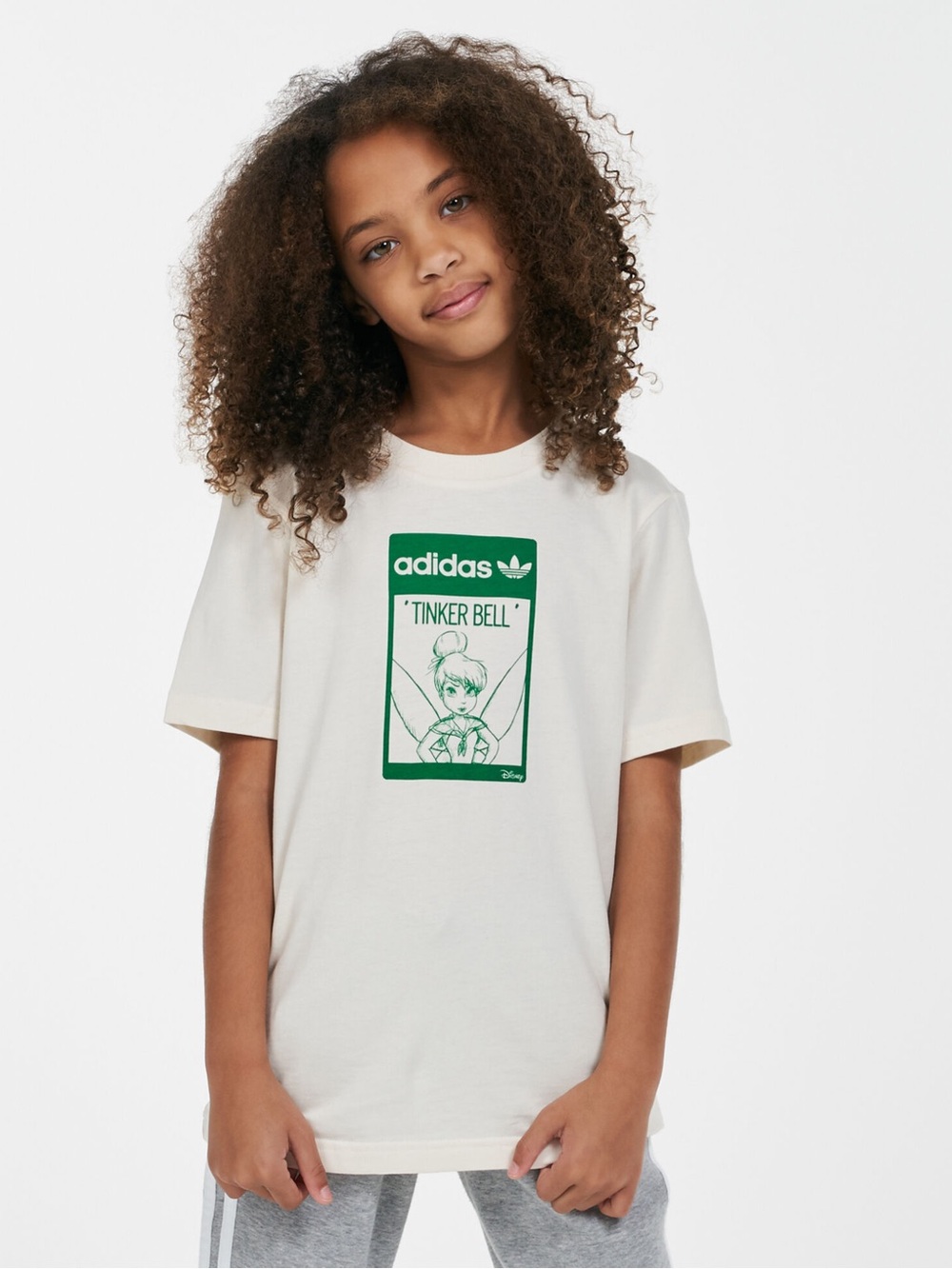 Adidas x Disney Kids Youth Tinker Bell Graphic T-Shirt Beige Large